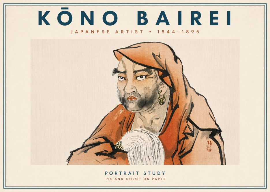 Kōno Bairei Portrait Study No6 - Poszter