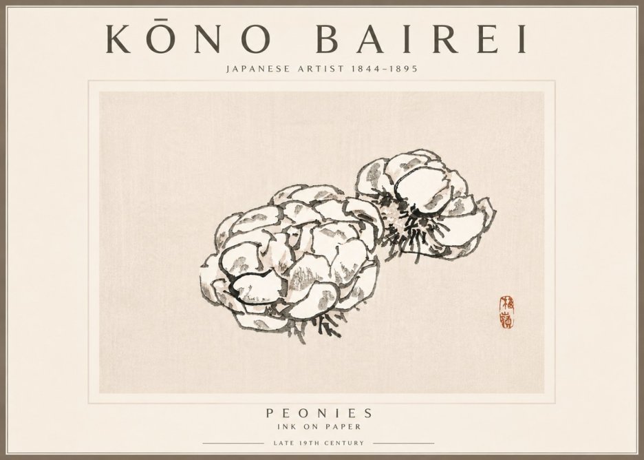 Kōno Bairei Peonies No6 - Poszter
