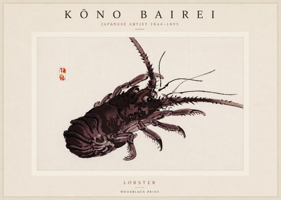 Kōno Bairei Lobster No3 - Poszter