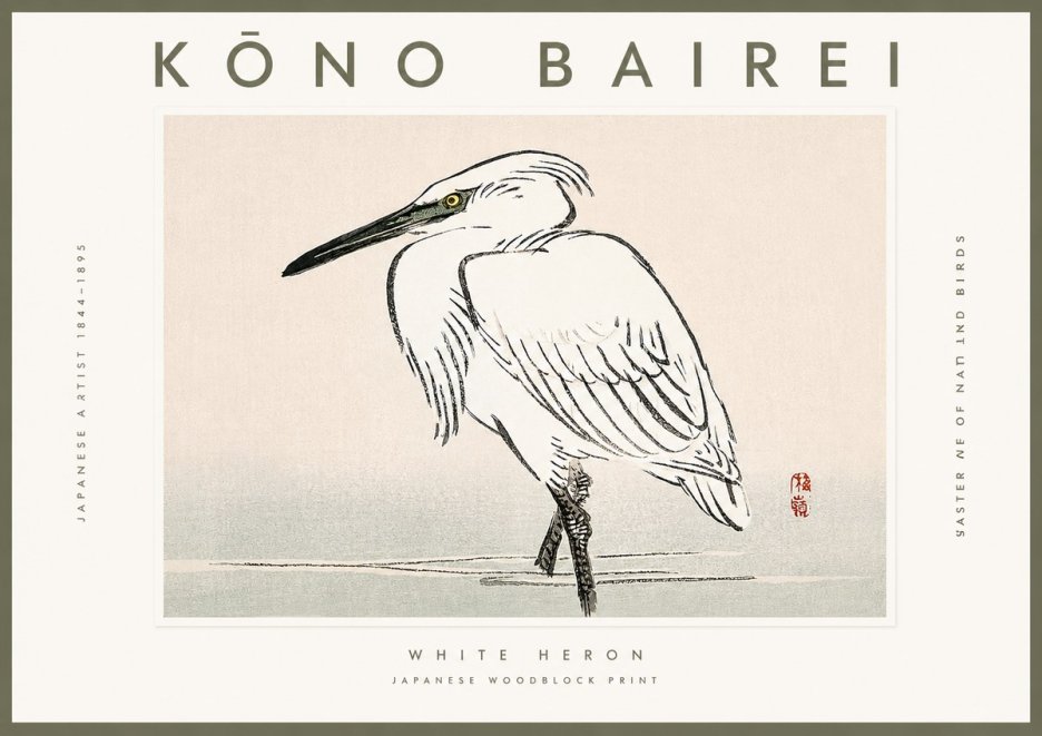 Kōno Bairei White Heron No2 - Poszter