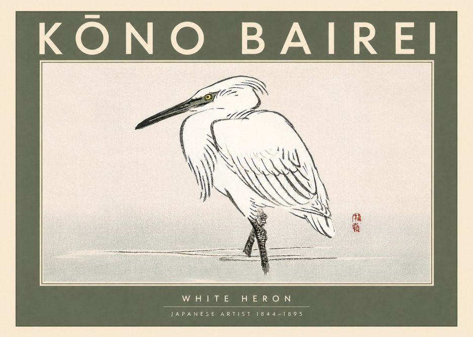 Kōno Bairei White Heron No3 - Poszter