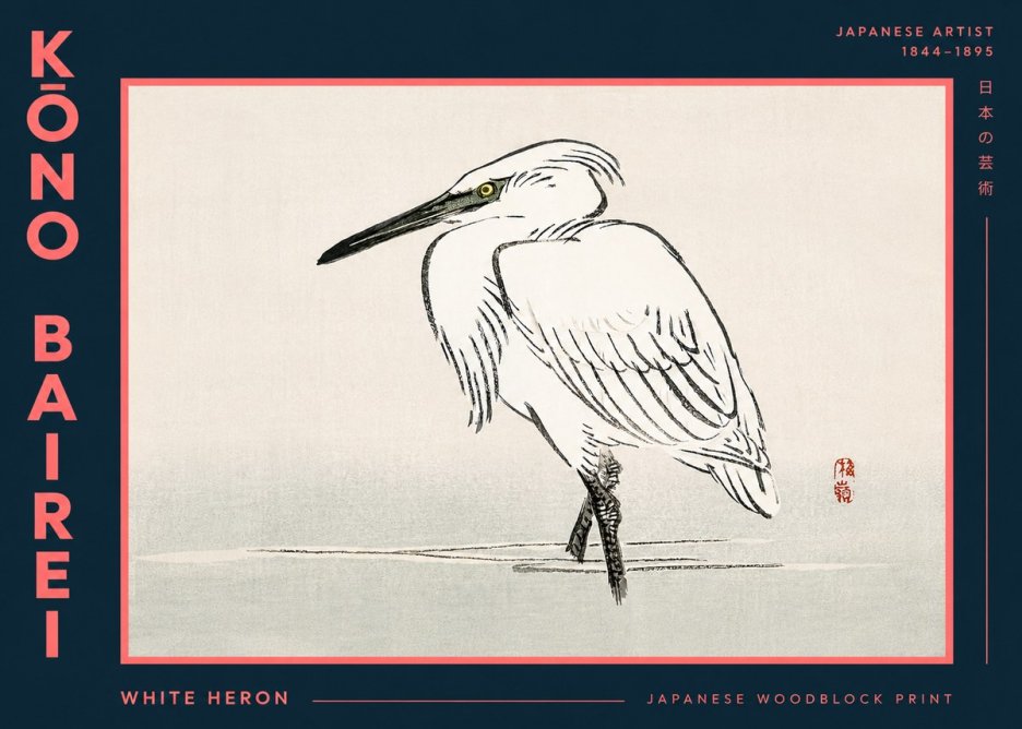 Kōno Bairei White Heron No5 - Poszter