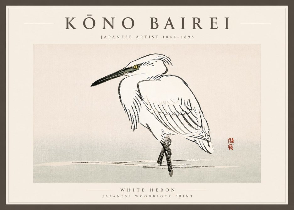 Kōno Bairei White Heron No6 - Poszter