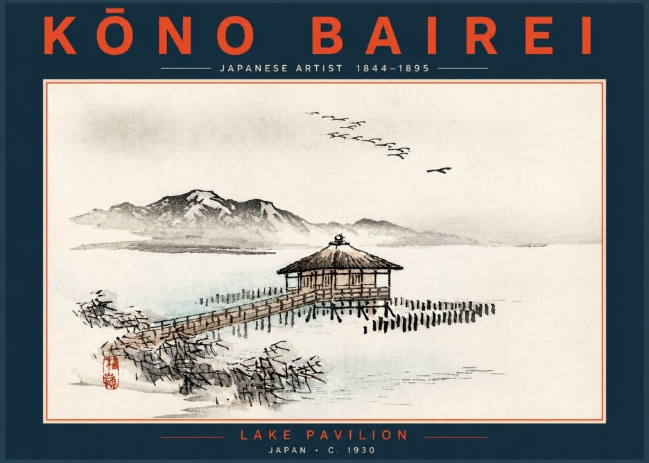 Kōno Bairei Lake Pavilion No5 - Poszter