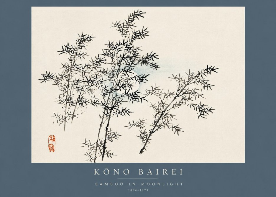 Kōno Bairei Bamboo in Moonlight No2 - Poszter