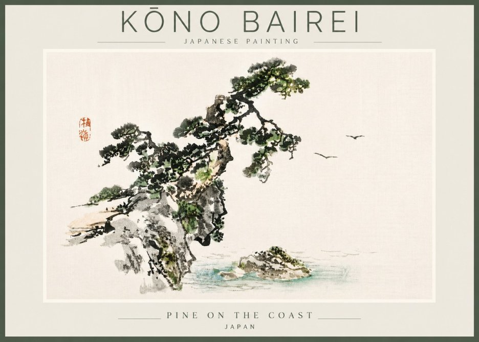 Kōno Bairei Pine on the Coast No3 - Poszter