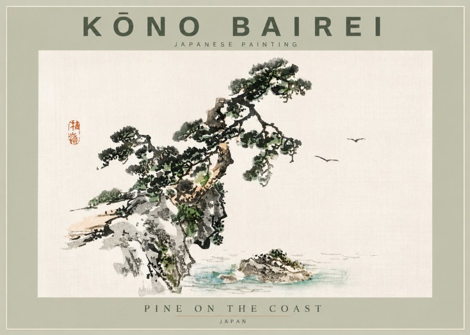 Kōno Bairei Pine on the Coast No4 - Poszter