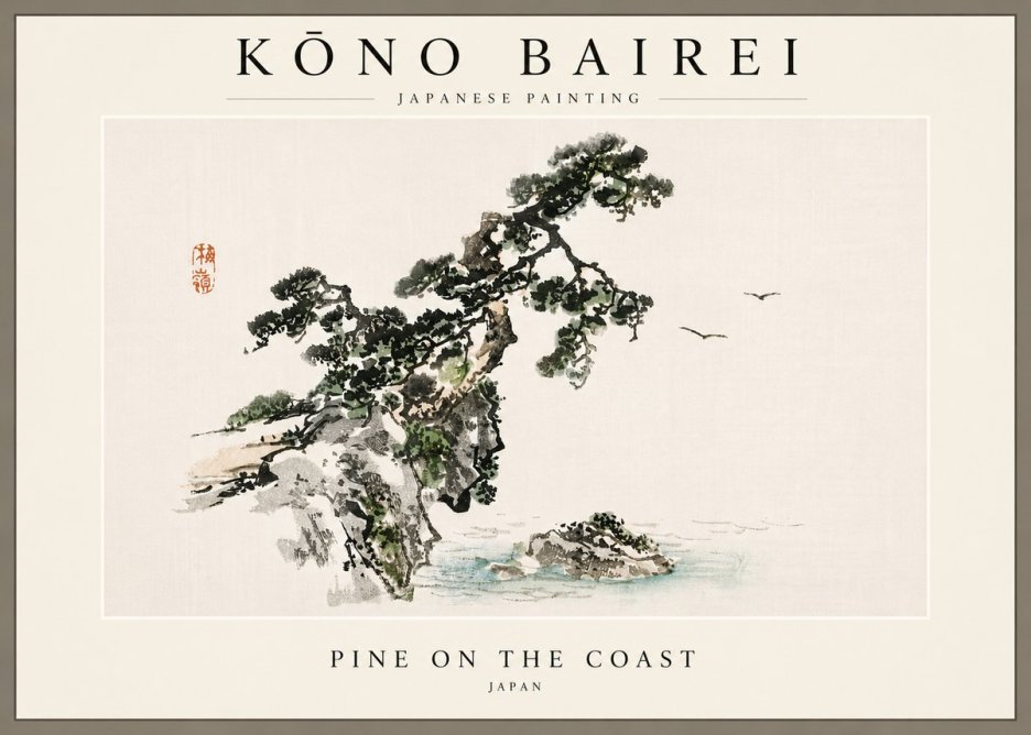 Kōno Bairei Pine on the Coast No6 - Poszter
