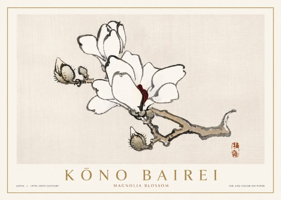 Kōno Bairei Magnolia Blossom No4 - Poszter