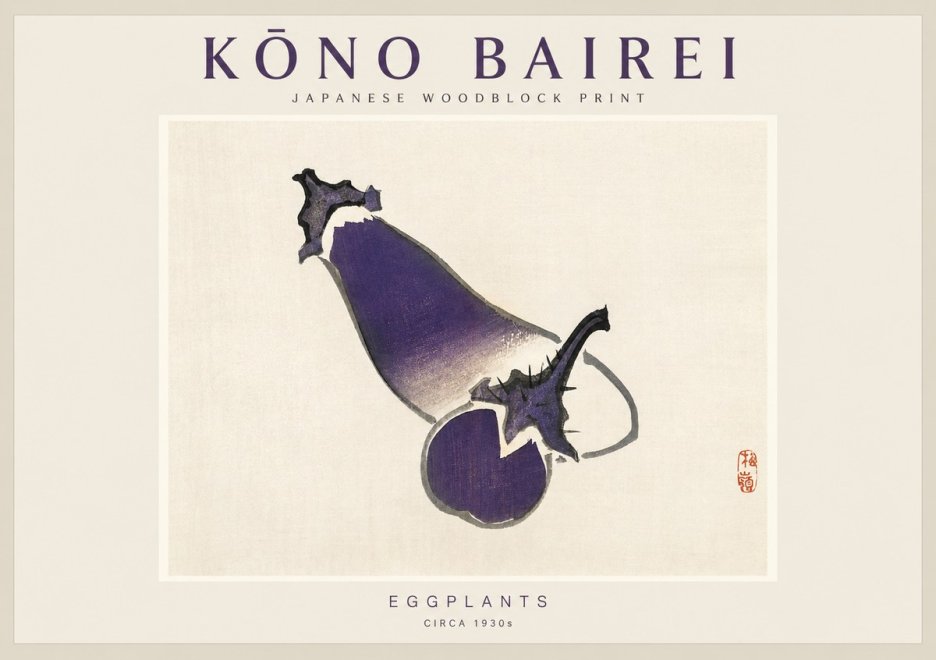 Kōno Bairei Eggplants No1 - Poszter