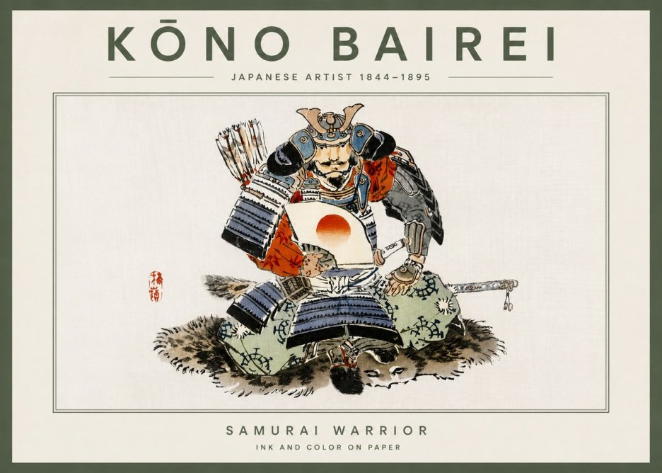 Kōno Bairei Samurai Warrior No4 - Poszter