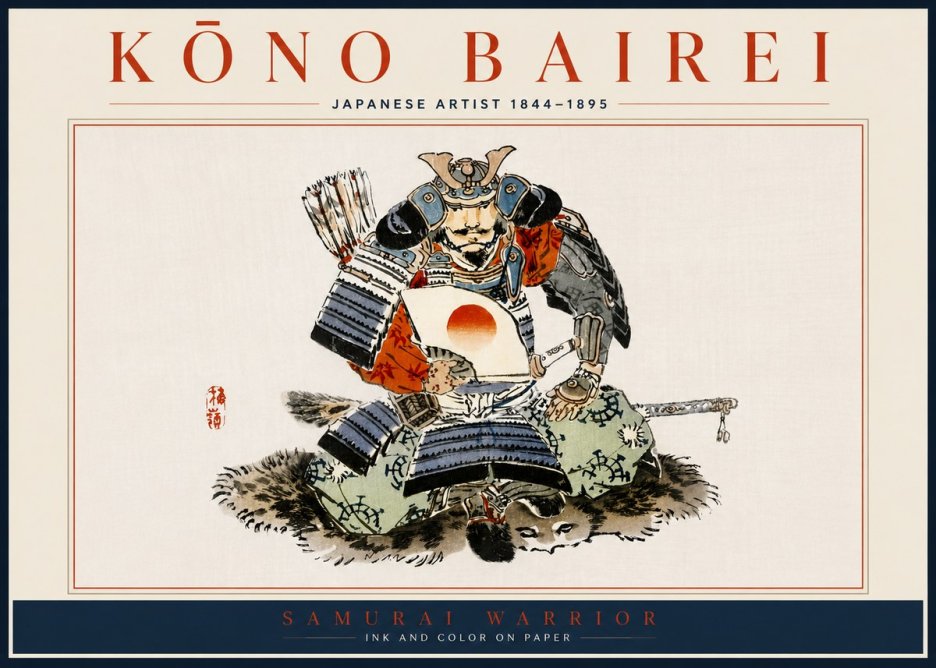 Kōno Bairei Samurai Warrior No5 - Poszter