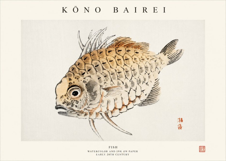 Kōno Bairei Fish III No1 - Poszter