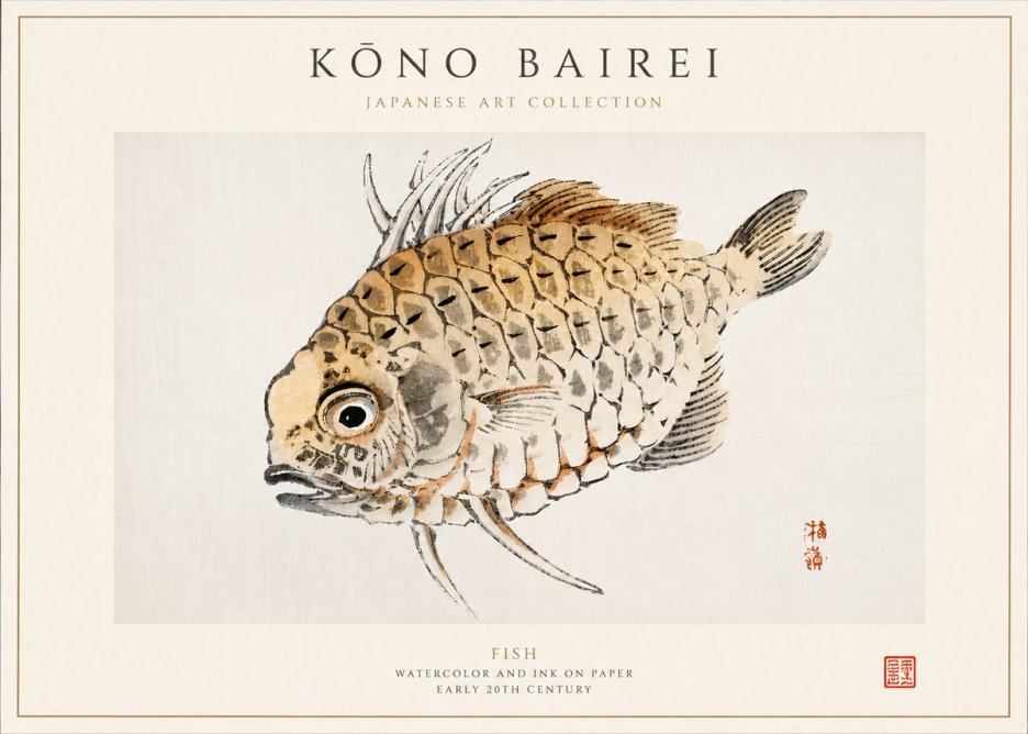 Kōno Bairei Fish III No3 - Poszter