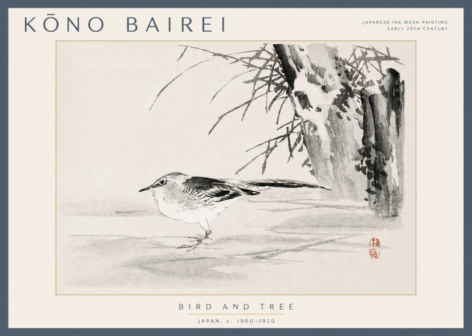 Kōno Bairei Bird and Tree No3 - Poszter