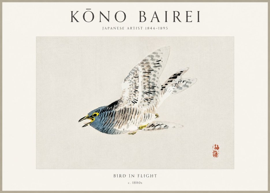 Kōno Bairei Bird in Flight No1 - Poszter