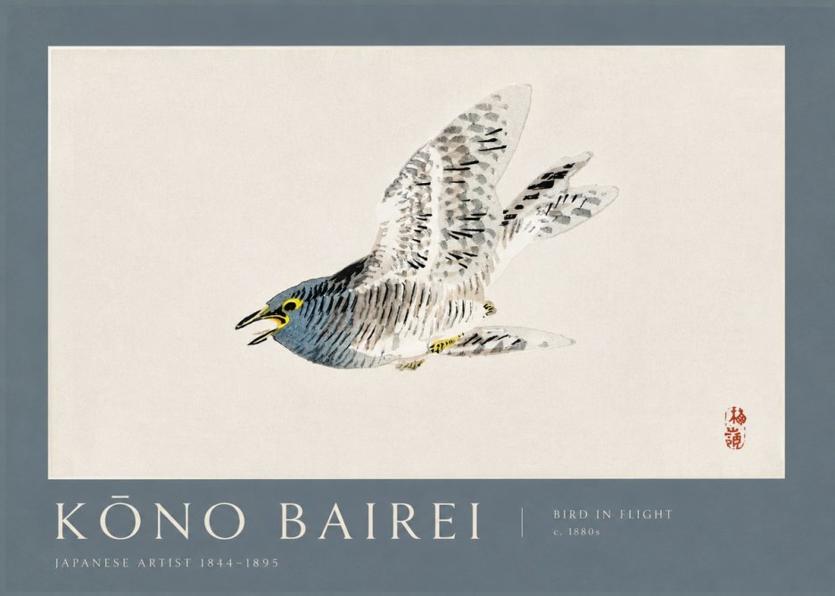 Kōno Bairei Bird in Flight No2 - Poszter