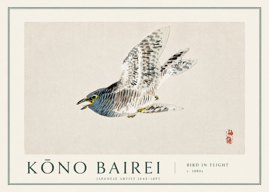 Kōno Bairei Bird in Flight No3 - Poszter