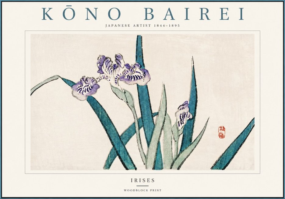 Kōno Bairei Irises No1 - Poszter