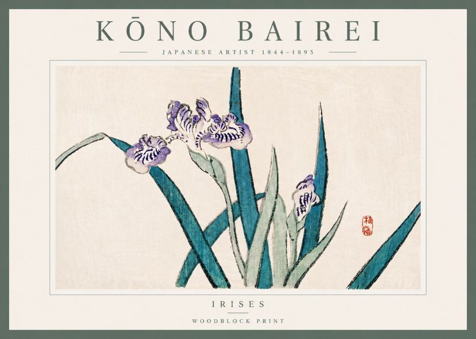 Kōno Bairei Irises No3 - Poszter