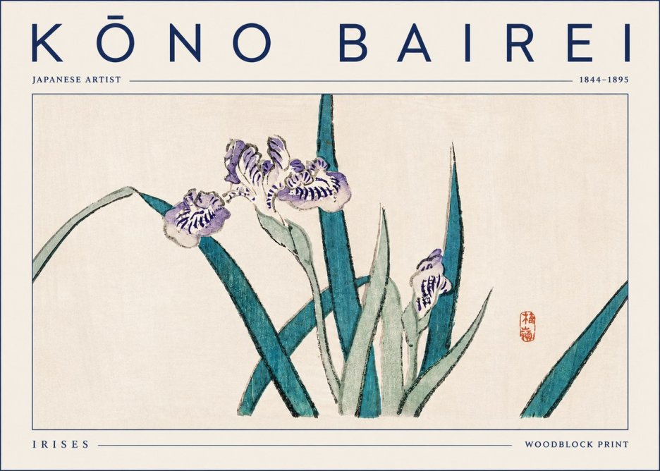 Kōno Bairei Irises No5 - Poszter
