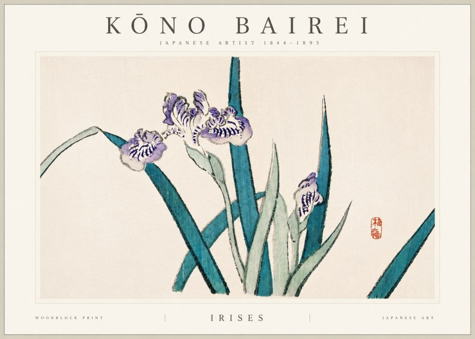 Kōno Bairei Irises No6 - Poszter
