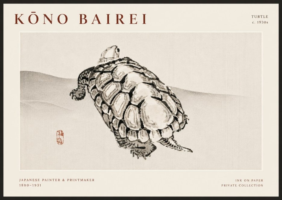 Kōno Bairei Turtle No6 - Poszter