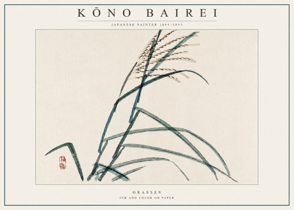 Kōno Bairei Grasses No3 - Poszter