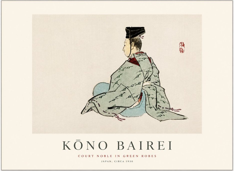 Kōno Bairei Court Noble in Green Robes No1 - Poszter