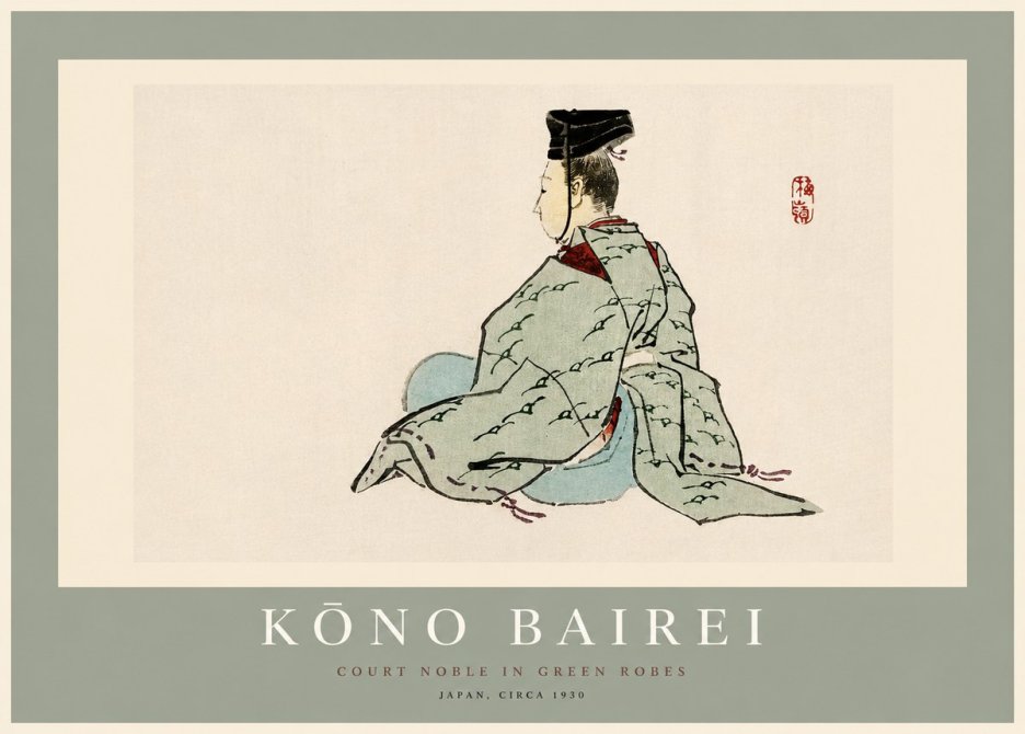 Kōno Bairei Court Noble in Green Robes No2 - Poszter
