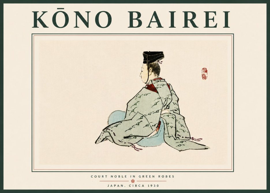 Kōno Bairei Court Noble in Green Robes No6 - Poszter