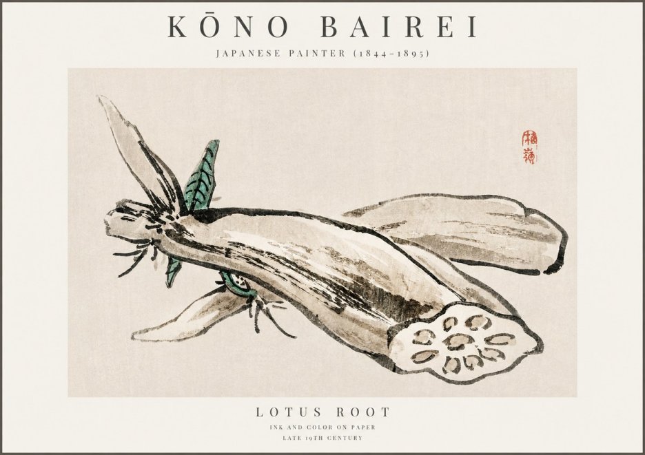 Kōno Bairei Lotus Root No1 - Poszter