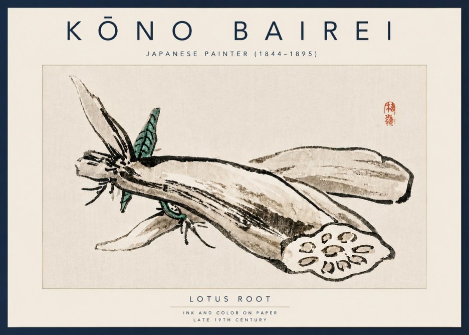 Kōno Bairei Lotus Root No4 - Poszter