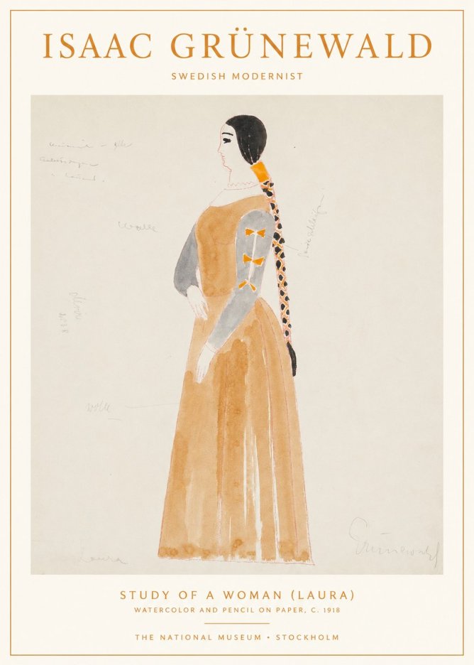 Isaac Grünewald Study of a Woman (Laura) No1 - Poszter