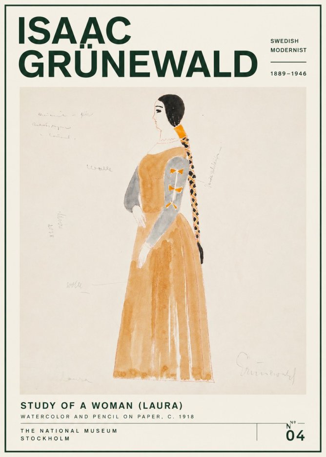 Isaac Grünewald Study of a Woman (Laura) No4 - Poszter