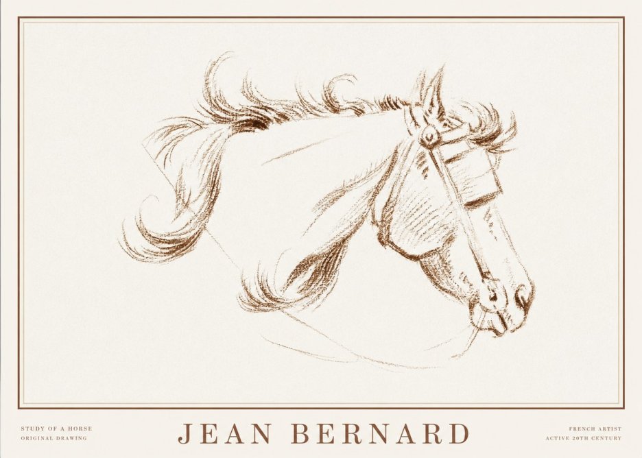 Jean Bernard Study of a Horse I No2 - Poszter