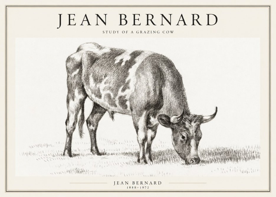 Jean Bernard Grazing Cow I No2 - Poszter