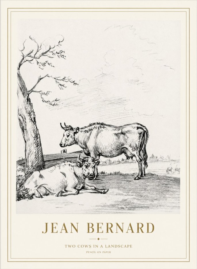 Jean Bernard Two Cows in a Landscape No1 - Poszter