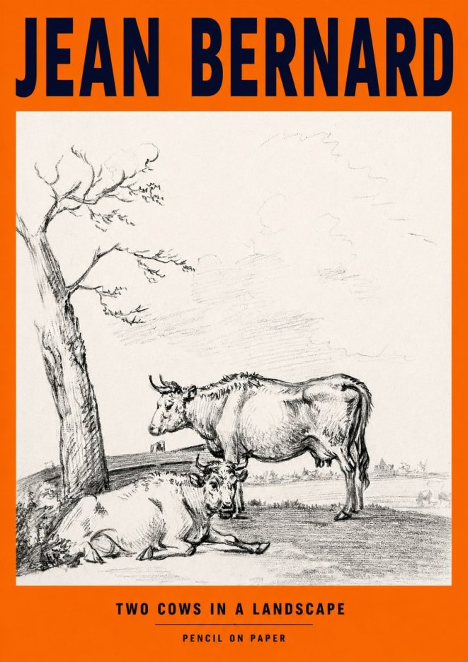 Jean Bernard Two Cows in a Landscape No2 - Poszter