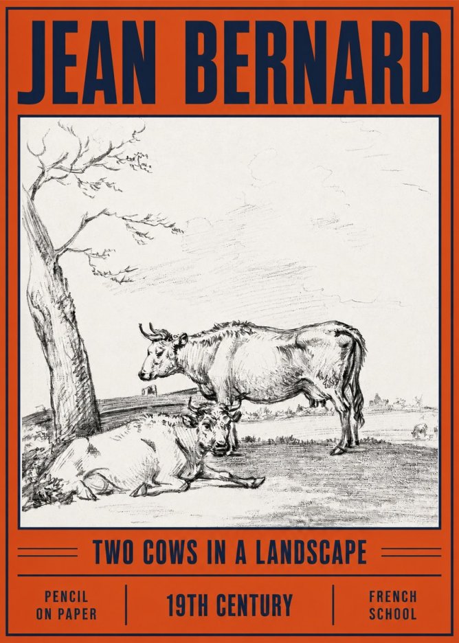 Jean Bernard Two Cows in a Landscape No4 - Poszter