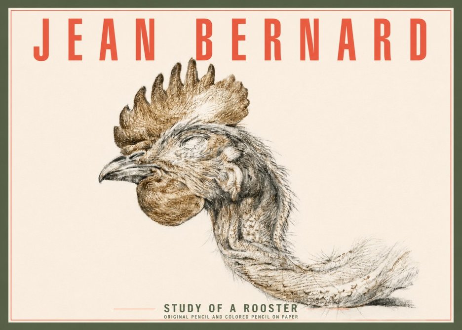 Jean Bernard Study of a Rooster Head No4 - Poszter