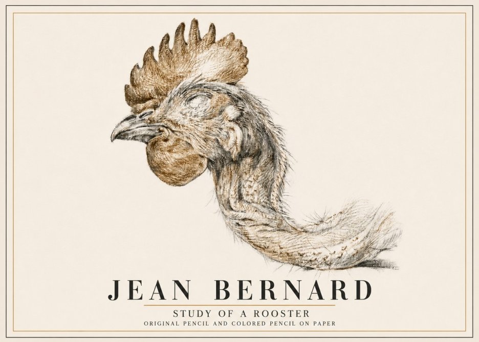 Jean Bernard Study of a Rooster Head No6 - Poszter