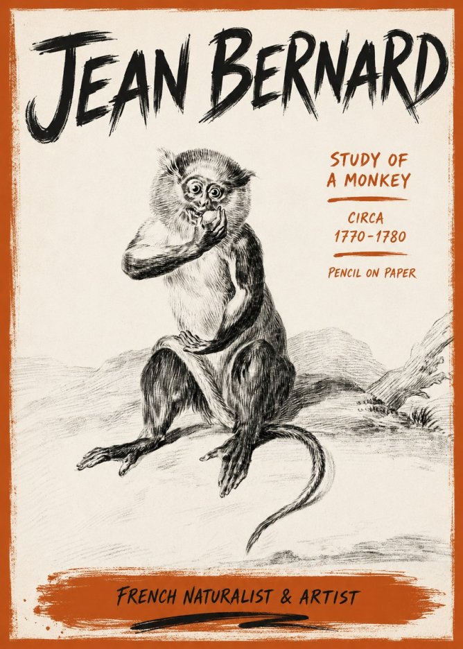 Jean Bernard Study of a Monkey No6 - Poszter
