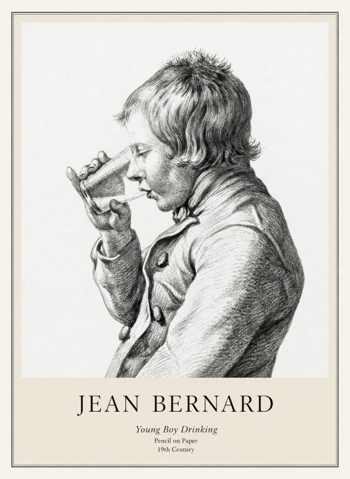 Jean Bernard Young Boy Drinking No1 - Poszter