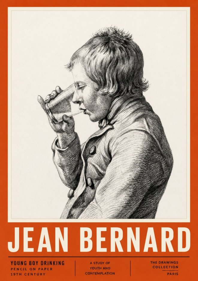 Jean Bernard Young Boy Drinking No2 - Poszter
