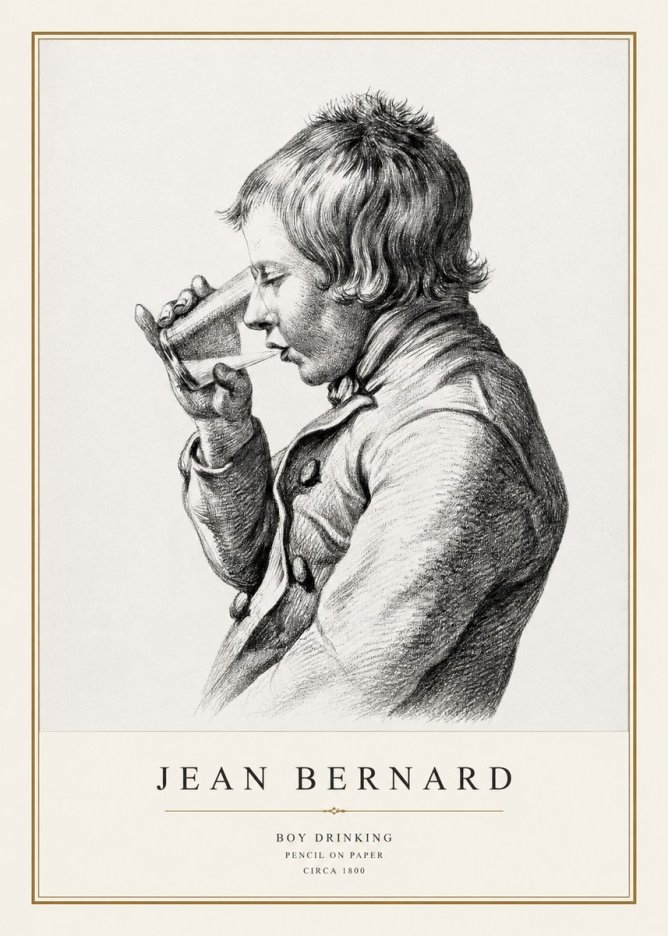 Jean Bernard Young Boy Drinking No3 - Poszter