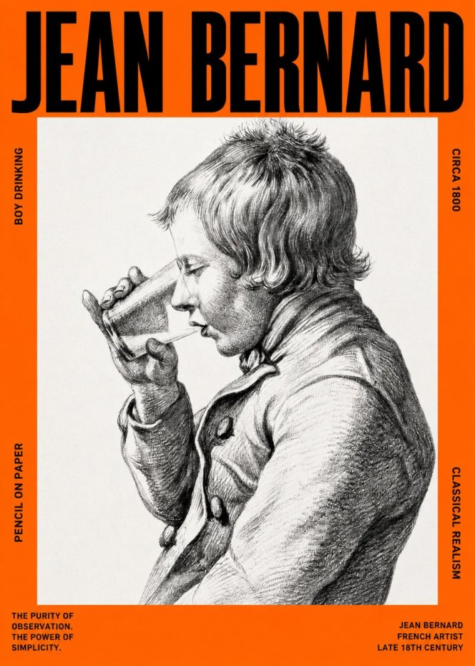 Jean Bernard Young Boy Drinking No4 - Poszter