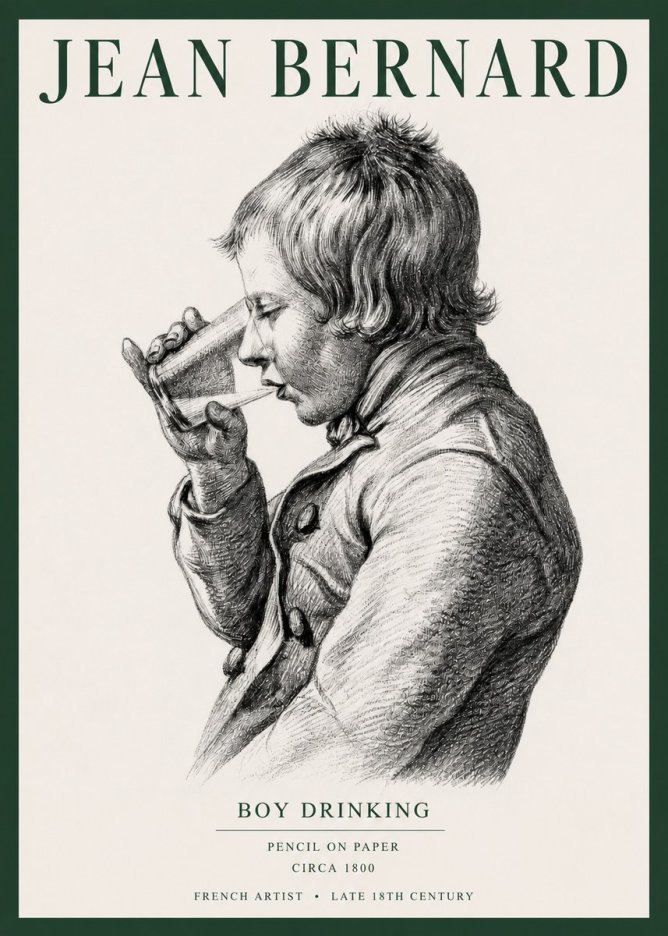Jean Bernard Young Boy Drinking No5 - Poszter