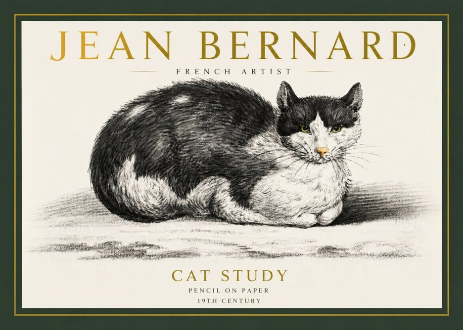 Jean Bernard Cat Study II No3 - Poszter