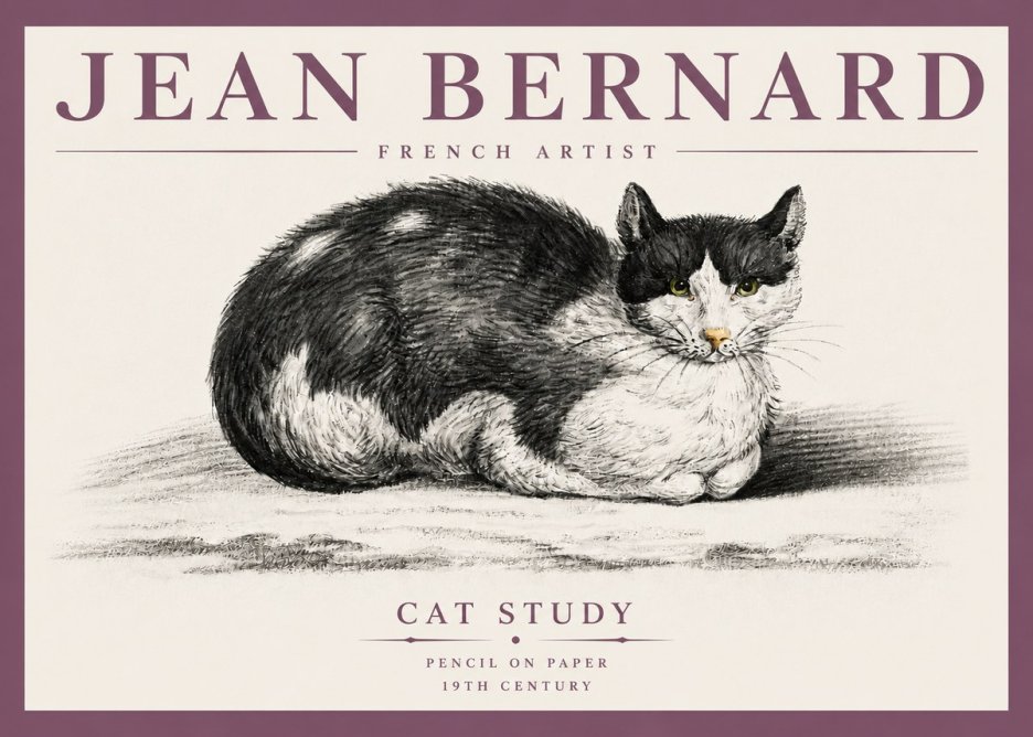 Jean Bernard Cat Study II No4 - Poszter